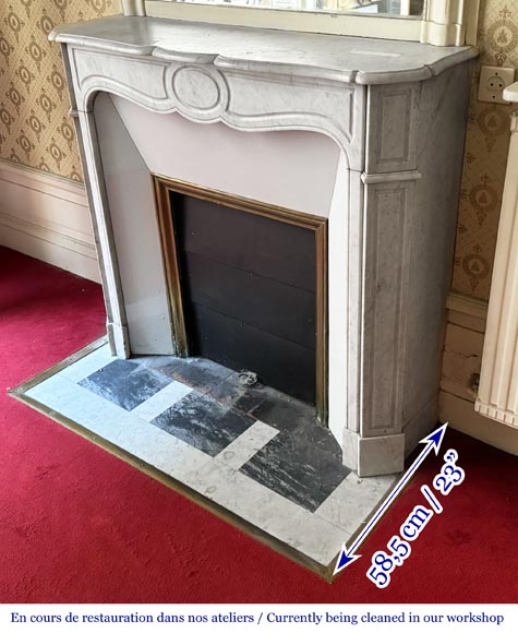 Louis XV style Pompadour model fireplace in Carrara marble-5