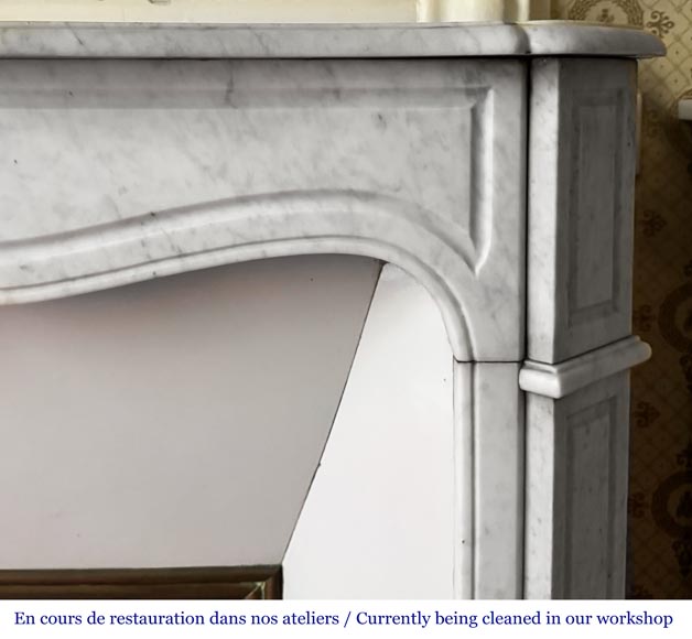Louis XV style Pompadour model fireplace in Carrara marble-6
