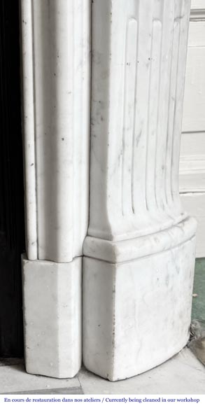 Louis XV style fireplace in Carrara marble, decorated with a palmette-8