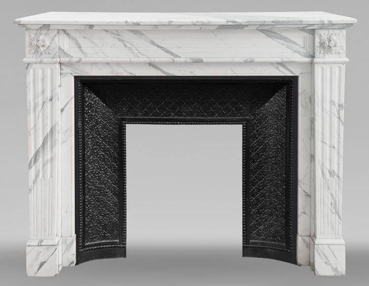 Louis XVI style fireplace with arabesque marble molding-0