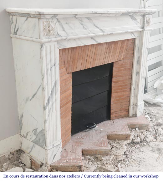 Louis XVI style fireplace with arabesque marble molding-2