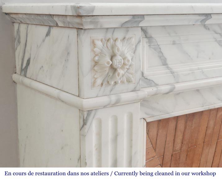 Louis XVI style fireplace with arabesque marble molding-3