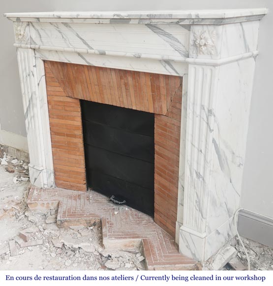 Louis XVI style fireplace with arabesque marble molding-5
