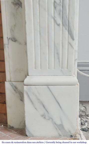 Louis XVI style fireplace with arabesque marble molding-7