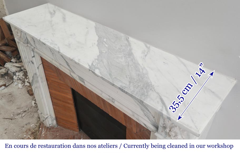 Louis XVI style fireplace with arabesque marble molding-8