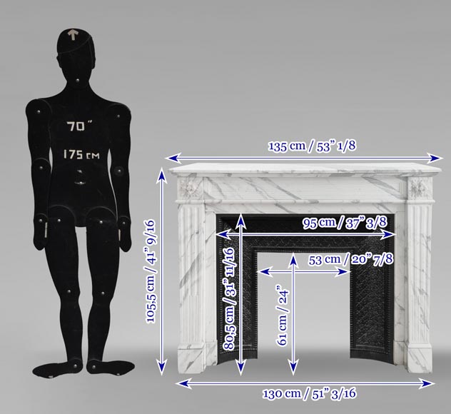 Louis XVI style fireplace with arabesque marble molding-9