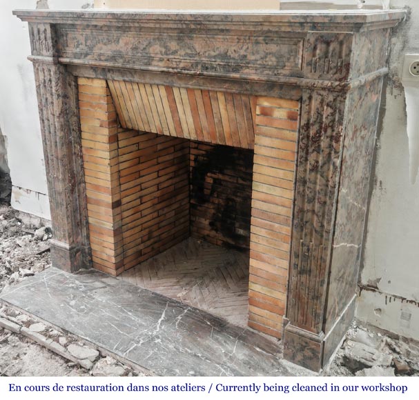 Louis XVI style fireplace with fluted feet, in pink Enjugerais marble-5