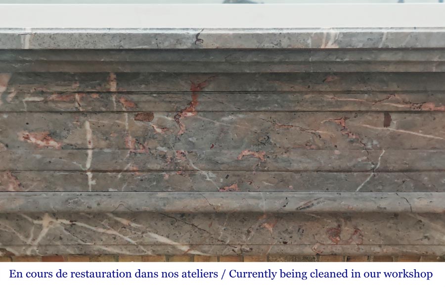 Louis XVI style fireplace with fluted feet in Enjugerais marble Louis XVI style fireplace with fluted feet in Enjugerais marble-1