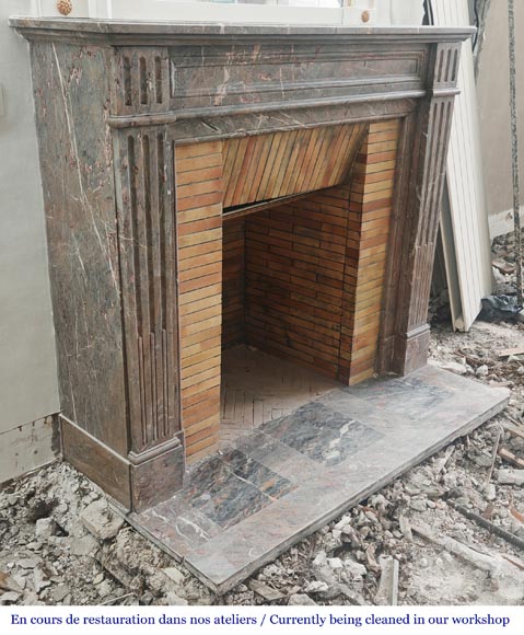 Louis XVI style fireplace with fluted feet in Enjugerais marble Louis XVI style fireplace with fluted feet in Enjugerais marble-2