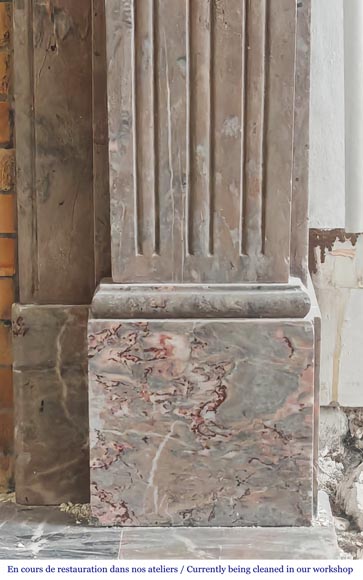 Louis XVI style fireplace with fluted feet in Enjugerais marble Louis XVI style fireplace with fluted feet in Enjugerais marble-7