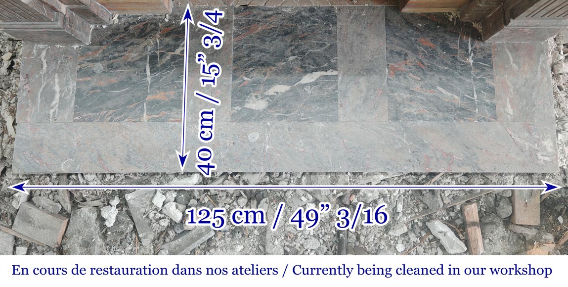 Louis XVI style fireplace with fluted feet in Enjugerais marble Louis XVI style fireplace with fluted feet in Enjugerais marble-8