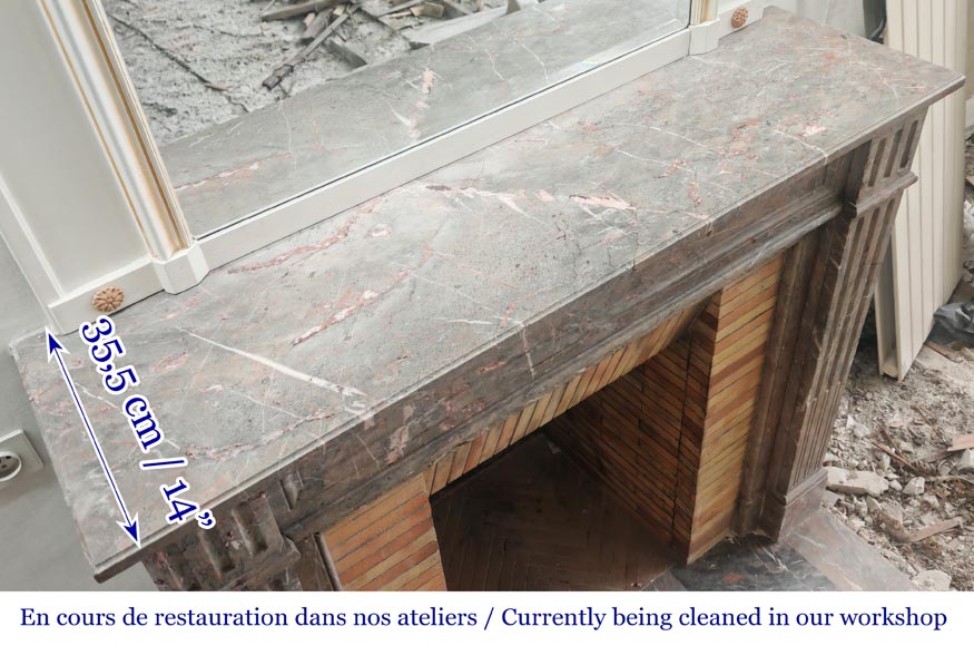 Louis XVI style fireplace with fluted feet in Enjugerais marble Louis XVI style fireplace with fluted feet in Enjugerais marble-9