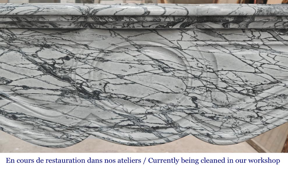 Louis XV style Pompadour model fireplace in blue floral marble Louis XV style Pompadour model fireplace in blue floral marble-1