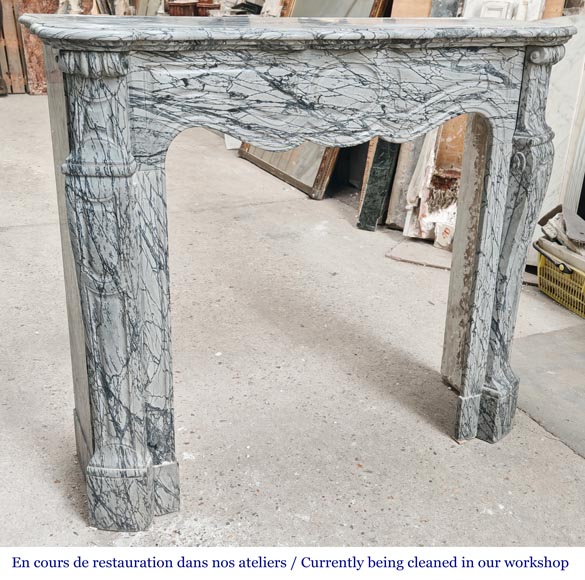 Louis XV style Pompadour model fireplace in blue floral marble Louis XV style Pompadour model fireplace in blue floral marble-2