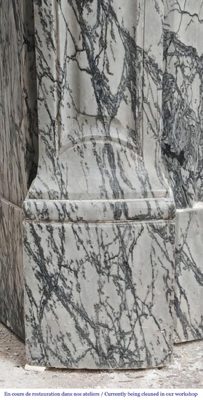 Louis XV style Pompadour model fireplace in blue floral marble Louis XV style Pompadour model fireplace in blue floral marble-4