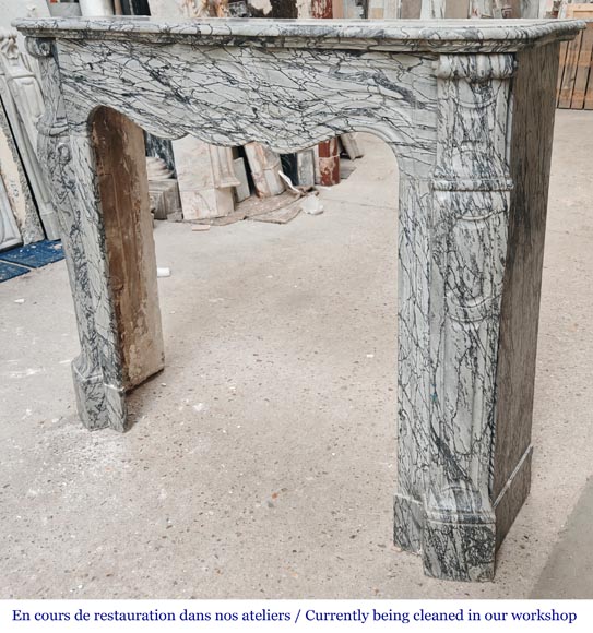 Louis XV style Pompadour model fireplace in blue floral marble Louis XV style Pompadour model fireplace in blue floral marble-5