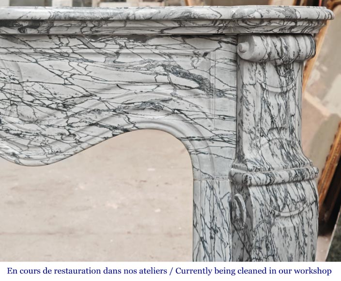 Louis XV style Pompadour model fireplace in blue floral marble Louis XV style Pompadour model fireplace in blue floral marble-6