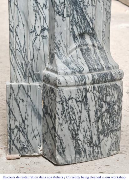 Louis XV style Pompadour model fireplace in blue floral marble Louis XV style Pompadour model fireplace in blue floral marble-7