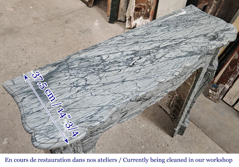 Louis XV style Pompadour model fireplace in blue floral marble Louis XV style Pompadour model fireplace in blue floral marble-8