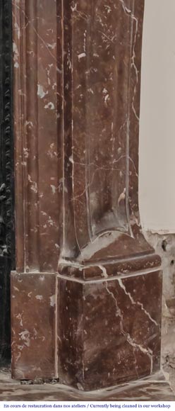 Louis XV style Pompadour model fireplace in northern red marble-7