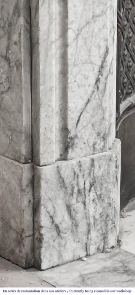 Napoleon III style fireplace in veined granite, with bronze decoration-6