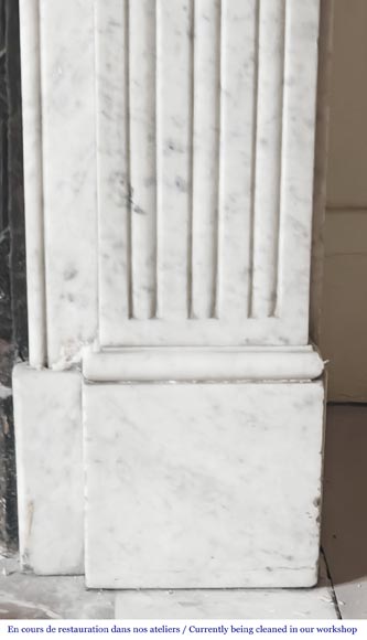 Louis XVI style fireplace in Carrara marble decorated with a torch and a quiver-7