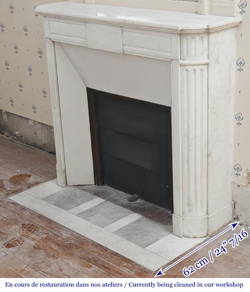Louis XVI style fireplace with rounded corners in statuary marble-5