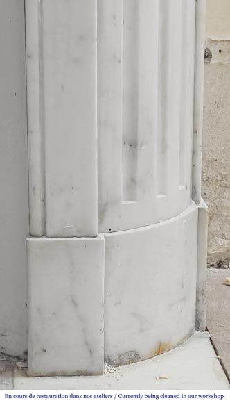 Louis XVI style fireplace with rounded corners in statuary marble-7