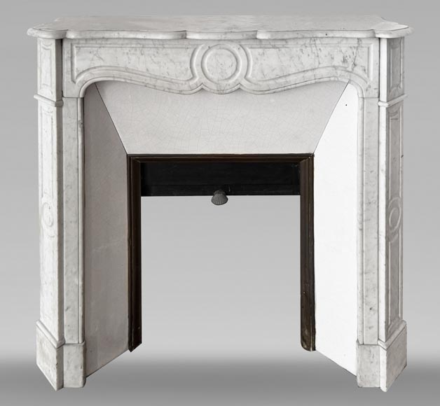 Louis XV style Pompadour model fireplace, in Carrara marble-0