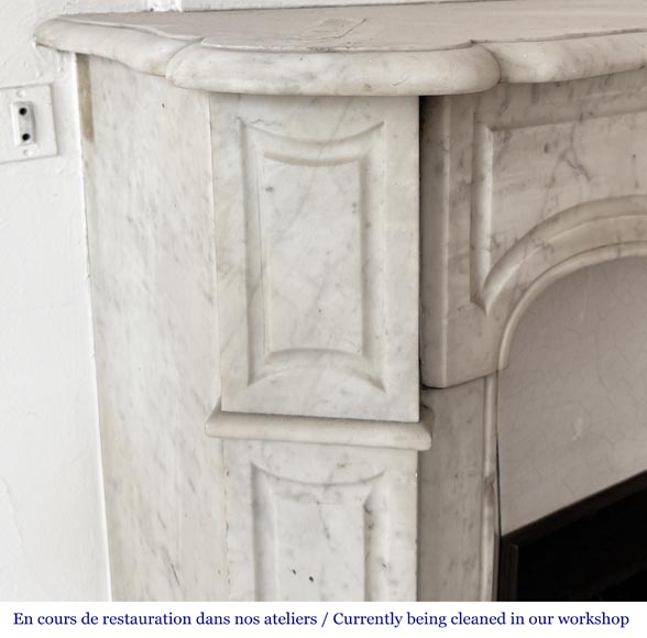 Louis XV style Pompadour model fireplace, in Carrara marble-3