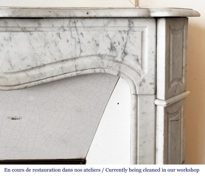 Louis XV style Pompadour model fireplace, in Carrara marble-6