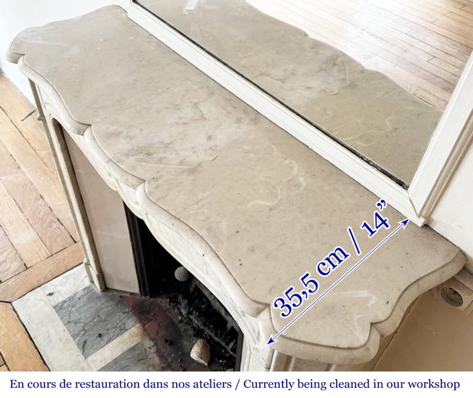 Louis XV style Pompadour model fireplace, in Carrara marble-8