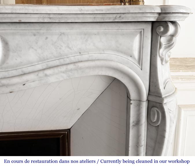 Louis XV style fireplace decorated with a shell, in Carrara marble-6