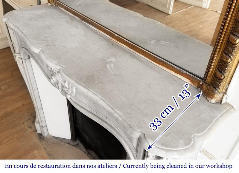 Louis XV style fireplace decorated with a shell, in Carrara marble-8