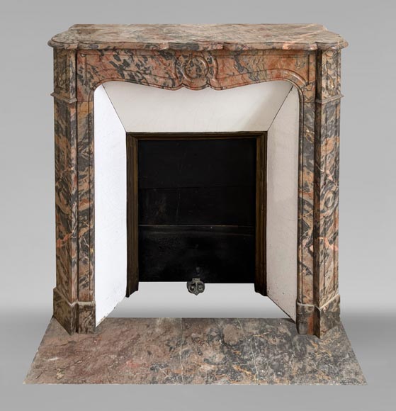 Louis XV style Pompadour model fireplace in pink Enjugerai marble-0