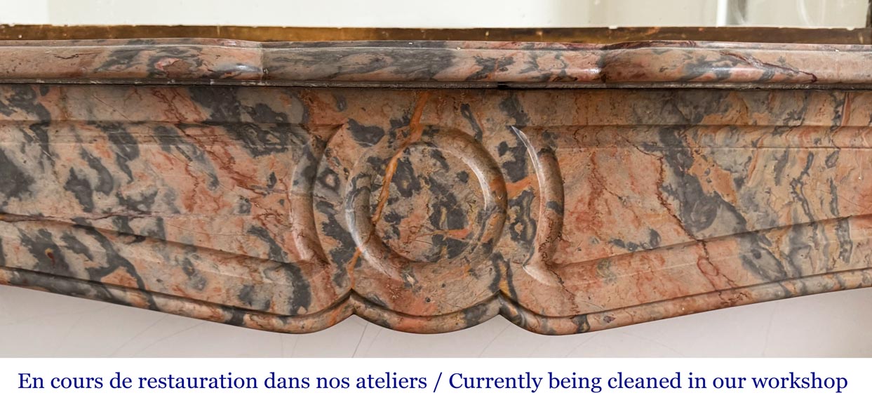 Louis XV style Pompadour model fireplace in pink Enjugerai marble-1