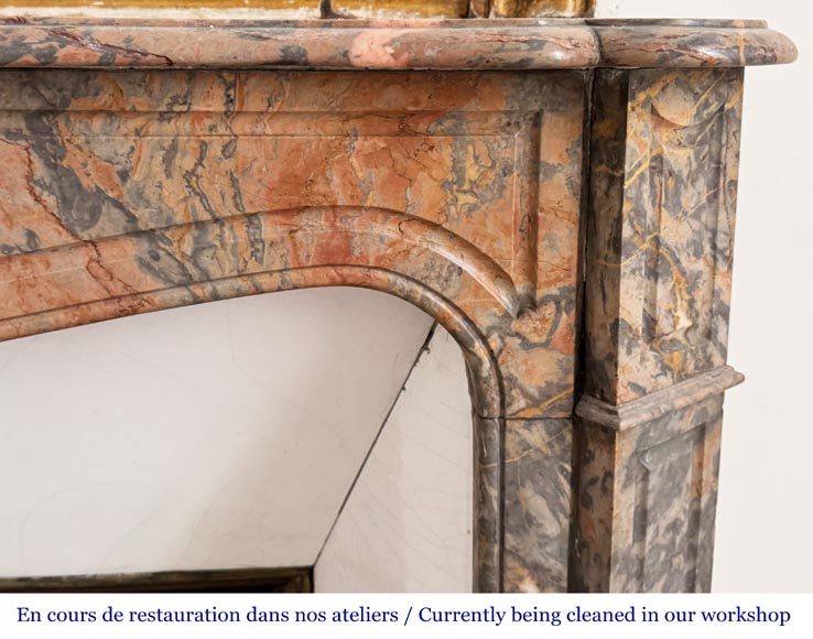 Louis XV style Pompadour model fireplace in pink Enjugerai marble-6
