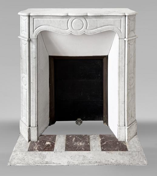 Louis XV style Pompadour model fireplace, in Carrara marble-0