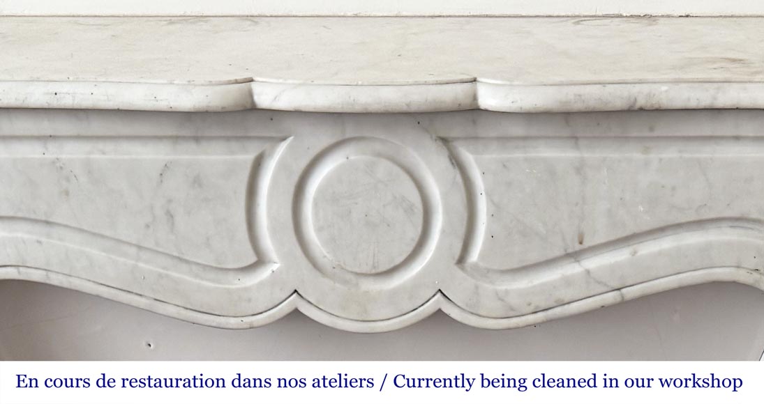 Louis XV style Pompadour model fireplace, in Carrara marble-1