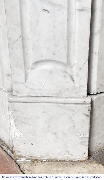 Louis XV style Pompadour model fireplace, in Carrara marble-4