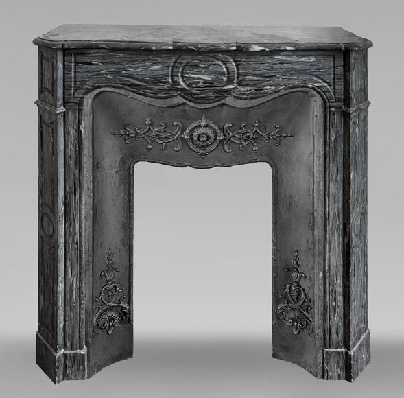 Louis XV style Pompadour model fireplace in blue Turquin marble Louis XV style Pompadour model fireplace in blue Turquin marble-0