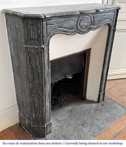 Louis XV style Pompadour model fireplace in blue Turquin marble Louis XV style Pompadour model fireplace in blue Turquin marble-2
