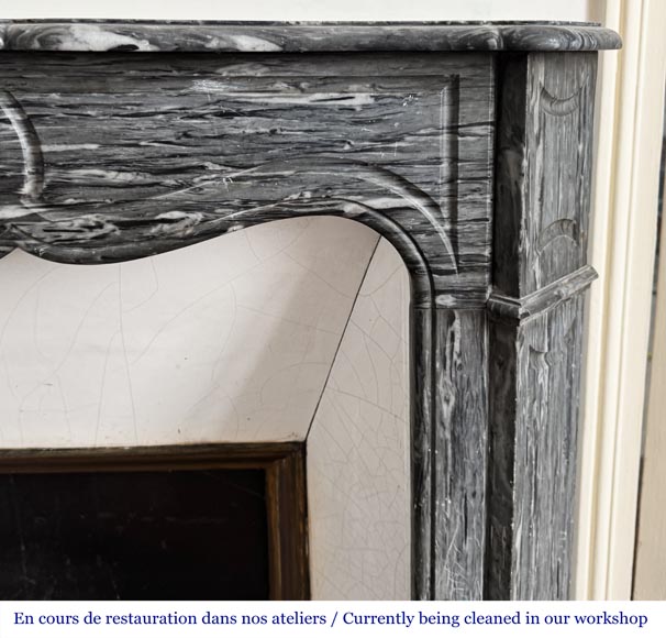 Louis XV style Pompadour model fireplace in blue Turquin marble Louis XV style Pompadour model fireplace in blue Turquin marble-6