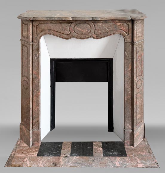 Louis XV style Pompadour model fireplace in pink marble-0