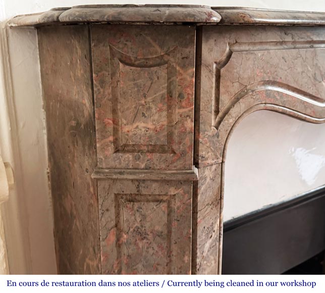 Louis XV style Pompadour model fireplace in pink marble-3
