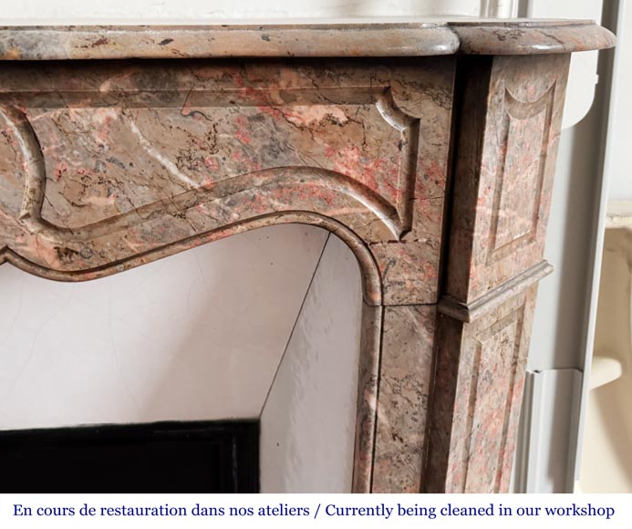 Louis XV style Pompadour model fireplace in pink marble-6
