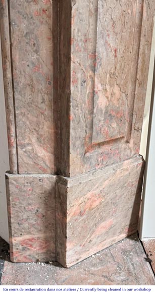 Louis XV style Pompadour model fireplace in pink marble-7