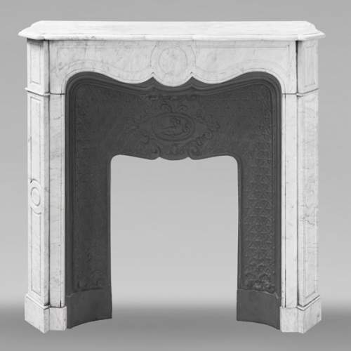 Louis XV style Pompadour model fireplace in Carrara marble