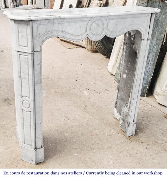 Louis XV style Pompadour model fireplace in Carrara marble Louis XV style Pompadour model fireplace in Carrara marble-2