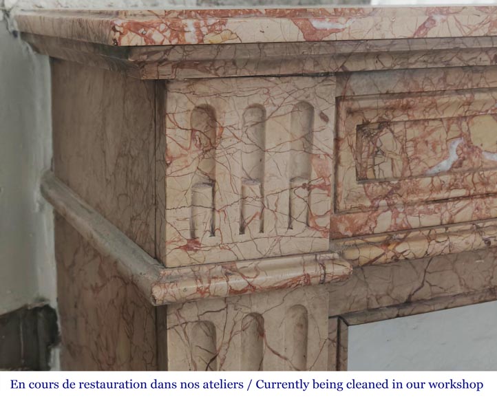 Louis XVI style fireplace in brocatelle marble-3